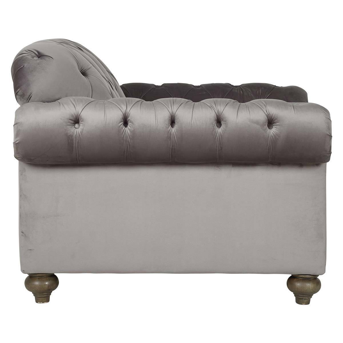 Bordeaux Button Back Velvet Armchair, Grey - Signature Retail Stores