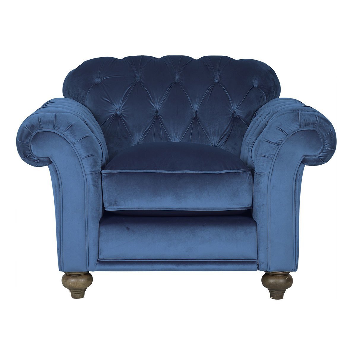 Bordeaux Button Back Velvet Armchair, Royal Blue - Signature Retail Stores