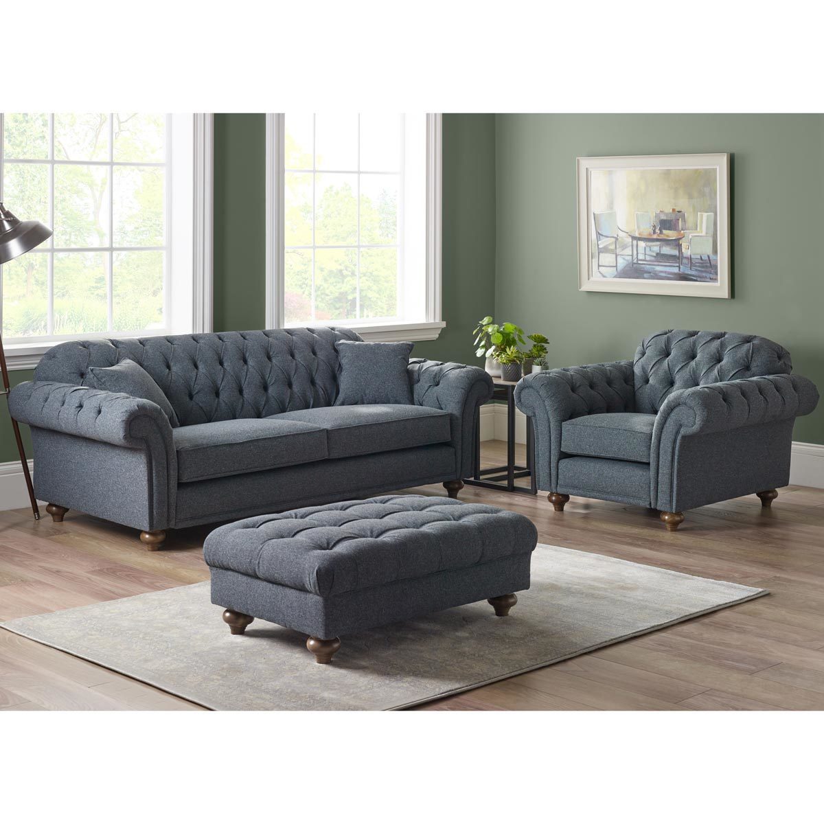 Bordeaux Buttoned Fabric Footstool, Grey - Signature Retail Stores
