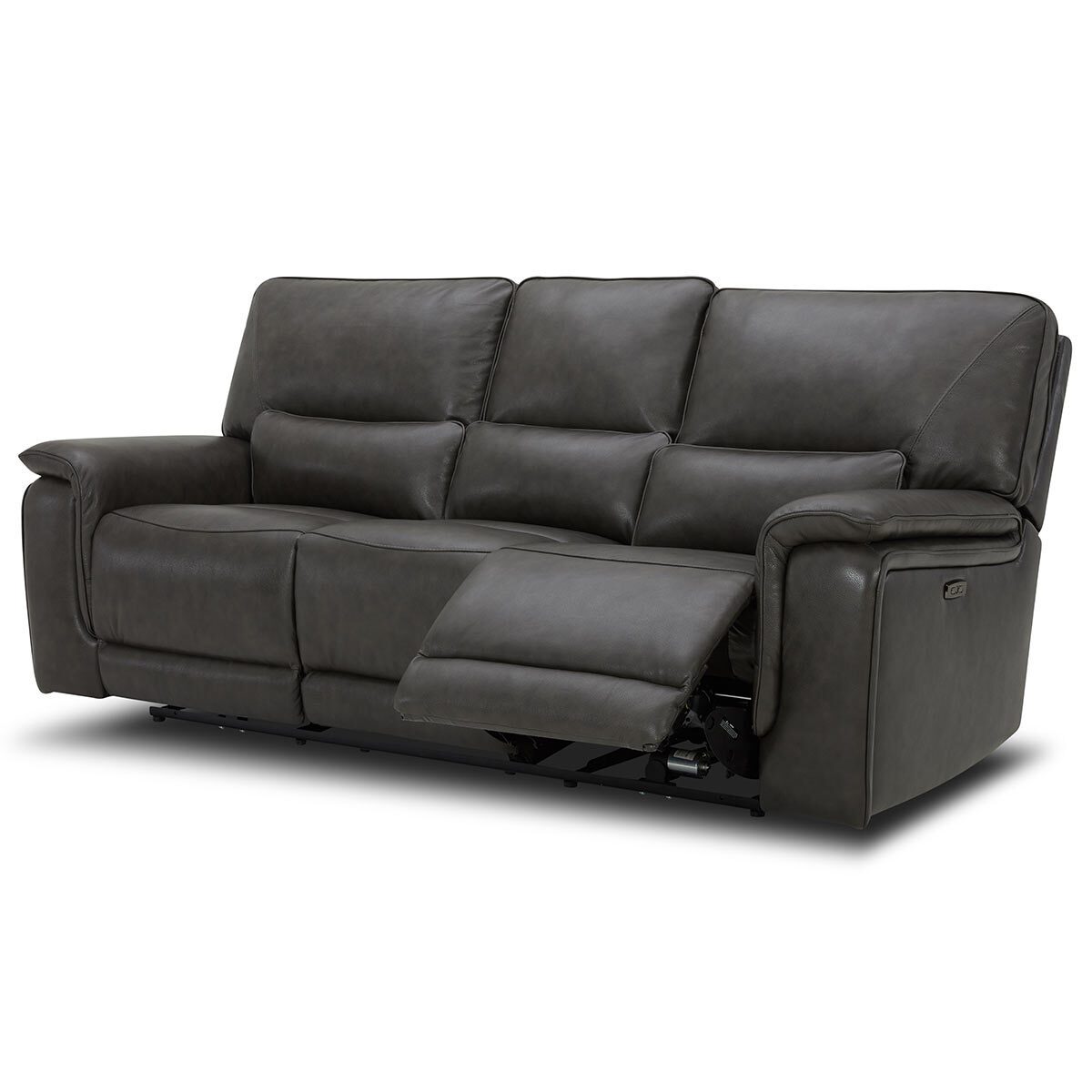 Gilman Creek Maxwell Grey Leather Power Recliner 3 Seater Sofa With Power Headrests - Signature Retail Stores