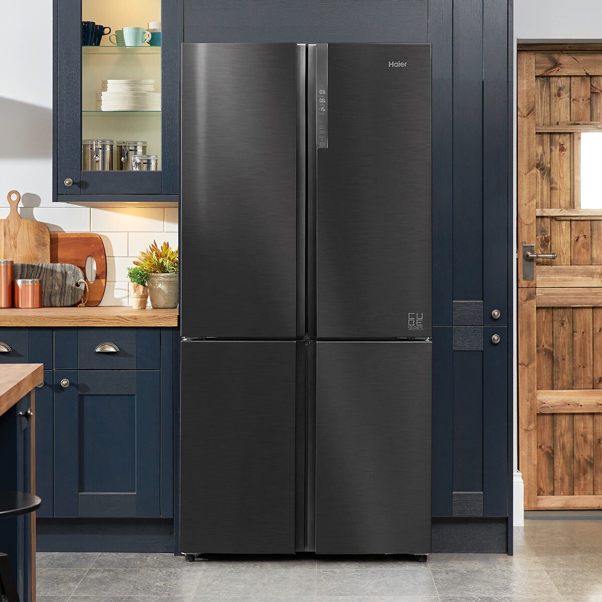 Haier HTF610DSN7, Multidoor Fridge Freezer F Rated in Black Stainless Steel Effect - Signature Retail Stores