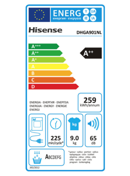 Hisense DHGA901NL, 9kg Heat Pump Tumble Dryer A++ Rating in White - Signature Retail Stores