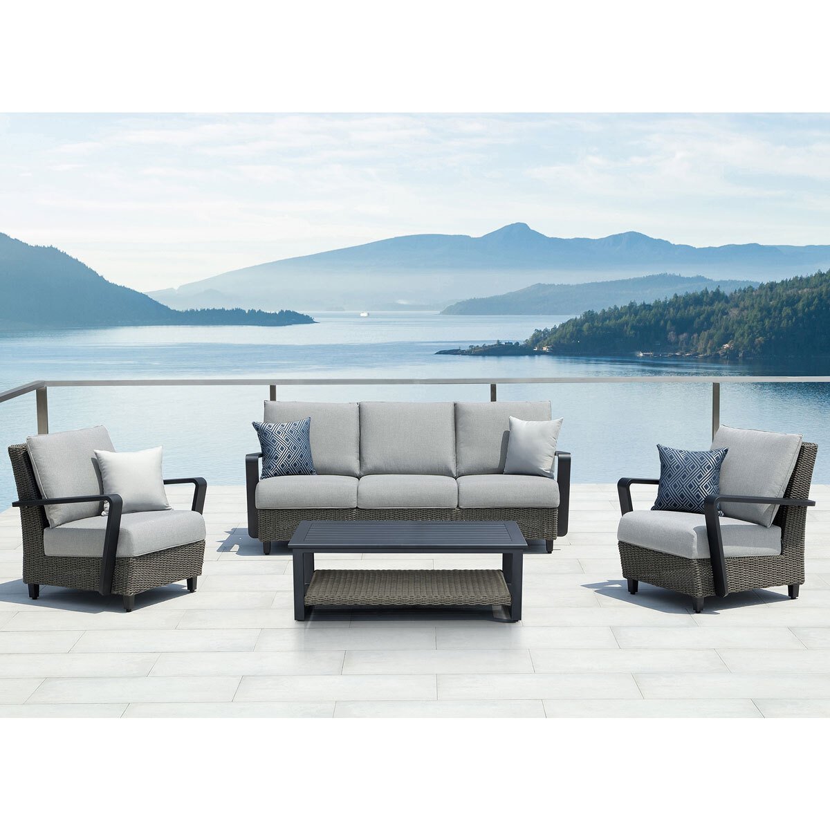 Ove Decors Augusta 4 Piece Deep Seating Patio Set + Cover - Signature Retail Stores