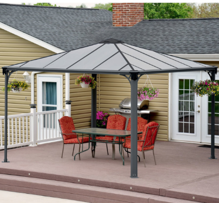 Palram Palermo Aluminium and Polycarbonate Gazebo, Grey in 2 Sizes - Signature Retail Stores