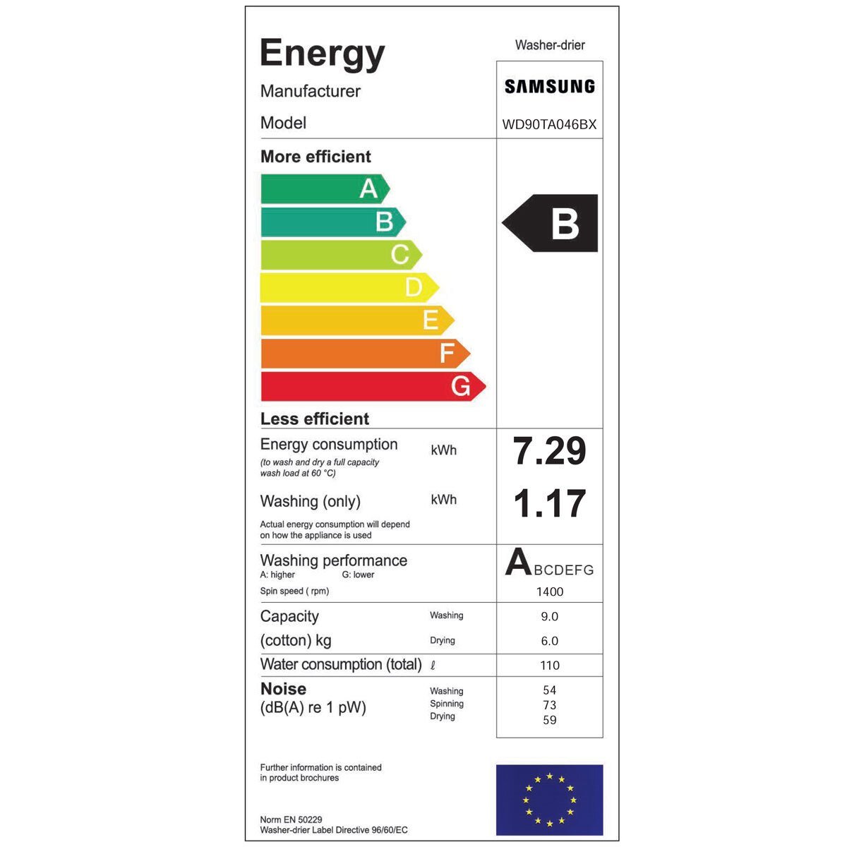 Samsung WD90TA046BX/EU, 9kg/6kg, 1400rpm, Washer Dryer, B Rating in Graphite - Signature Retail Stores