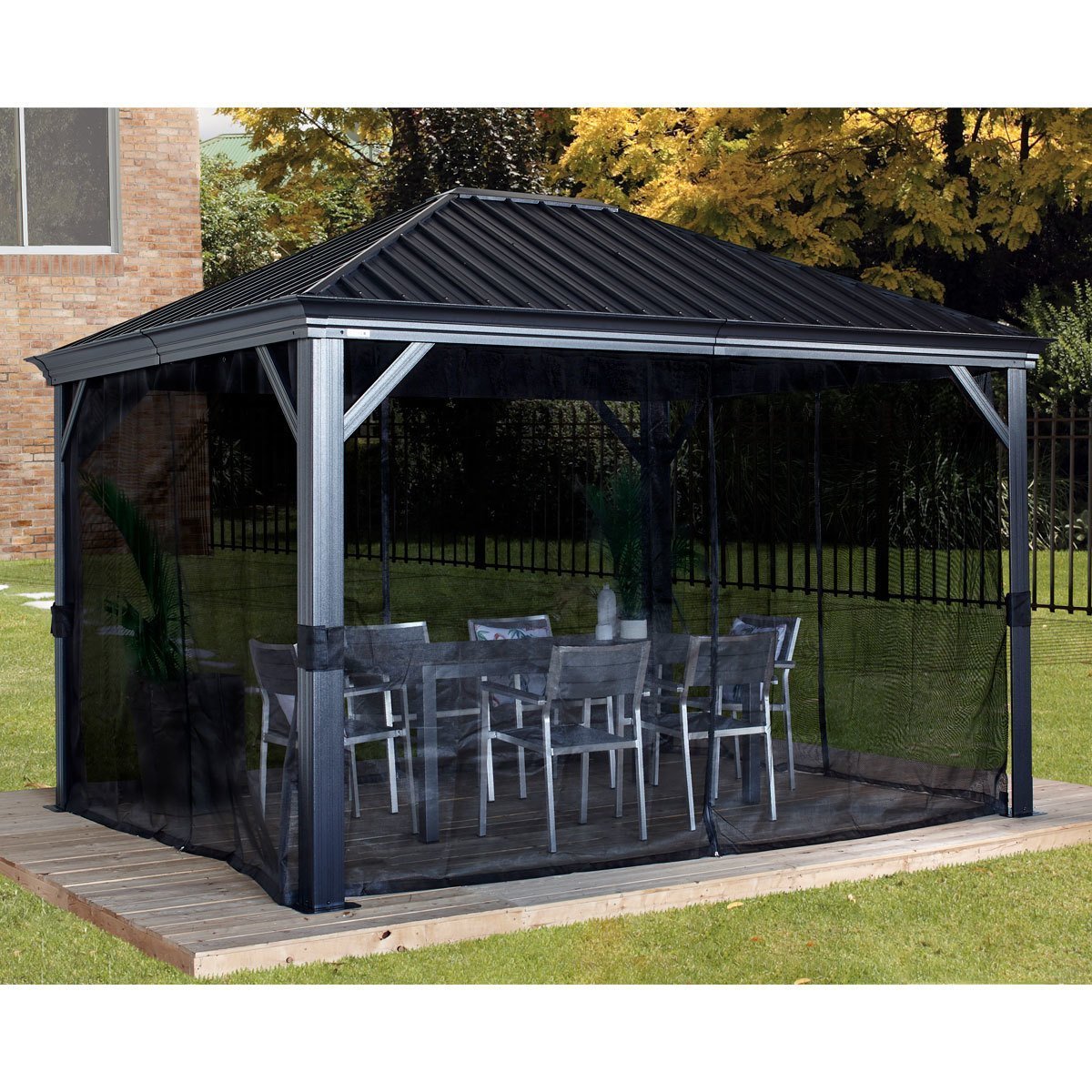 Sojag Marsala 10ft x 12ft (2.98 x 3.63m) Sun Shelter with Galvanised Steel Roof + Insect Netting - Signature Retail Stores