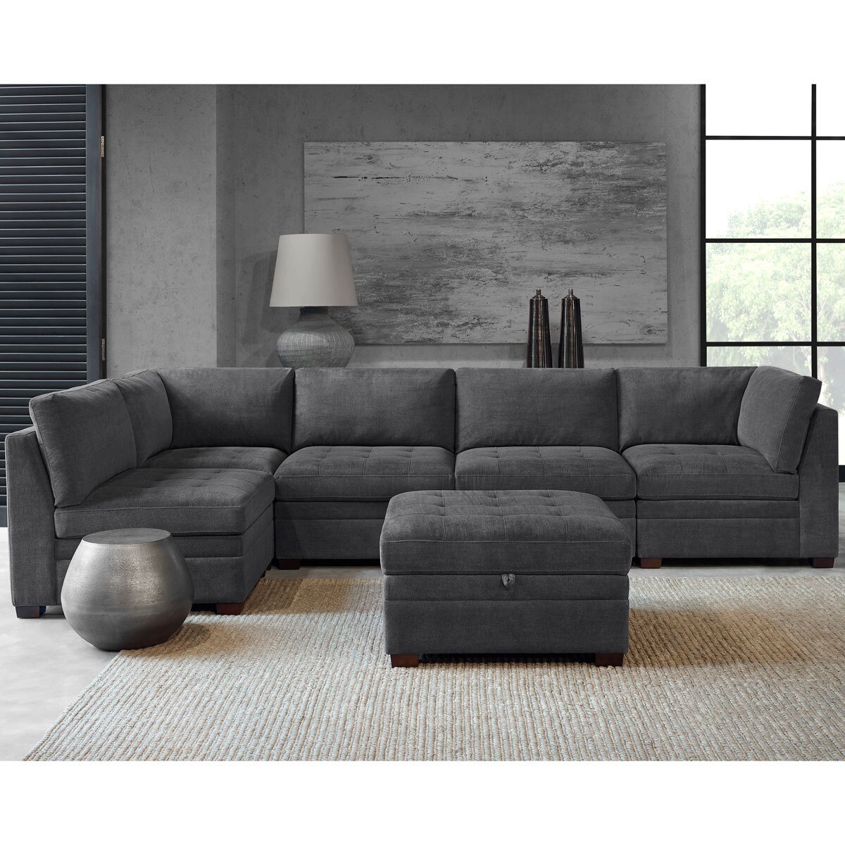 Thomasville Tisdale Dark Grey 6 Piece Modular Fabric Sofa - Signature Retail Stores
