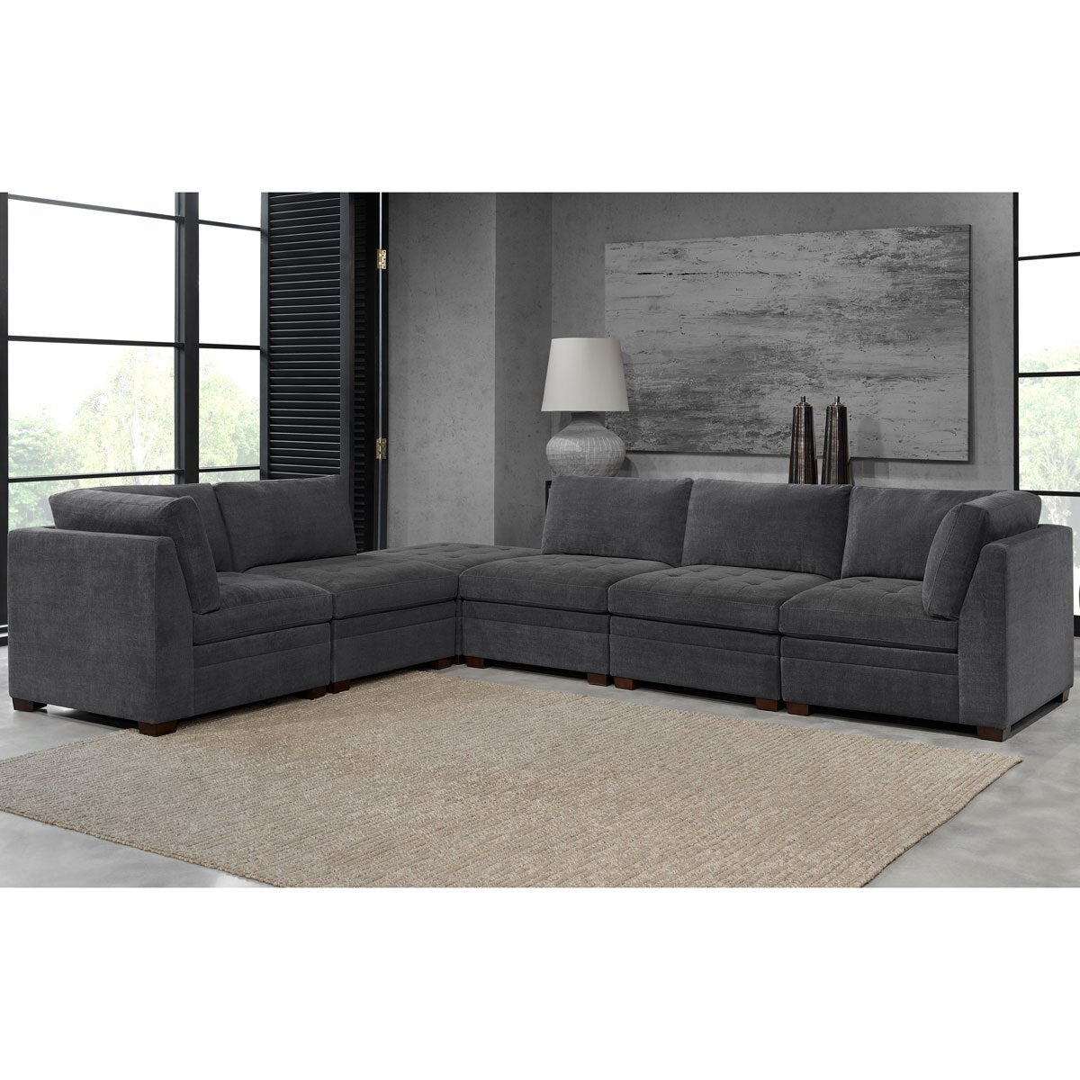 Thomasville Tisdale Dark Grey 6 Piece Modular Fabric Sofa - Signature Retail Stores