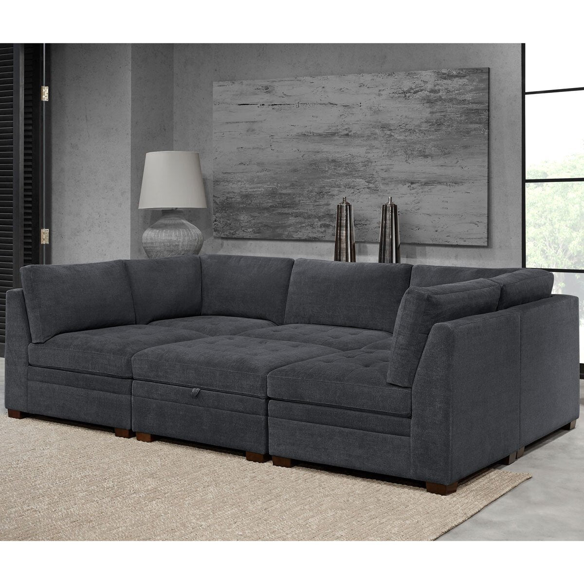 Thomasville Tisdale Dark Grey 6 Piece Modular Fabric Sofa - Signature Retail Stores