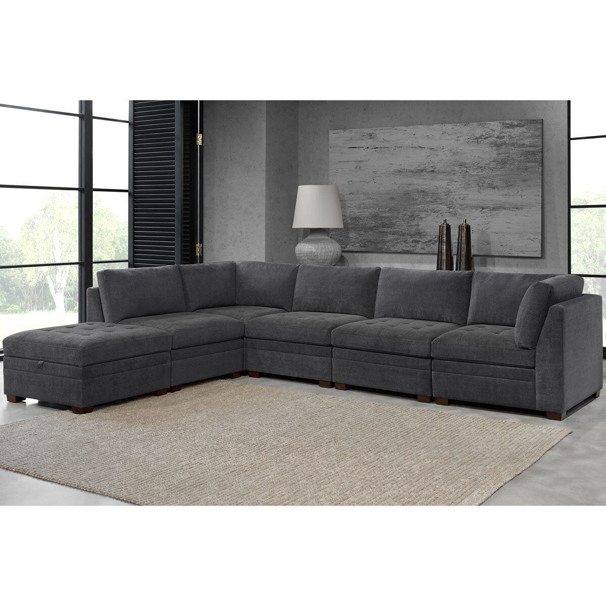 Thomasville Tisdale Dark Grey 6 Piece Modular Fabric Sofa - Signature Retail Stores