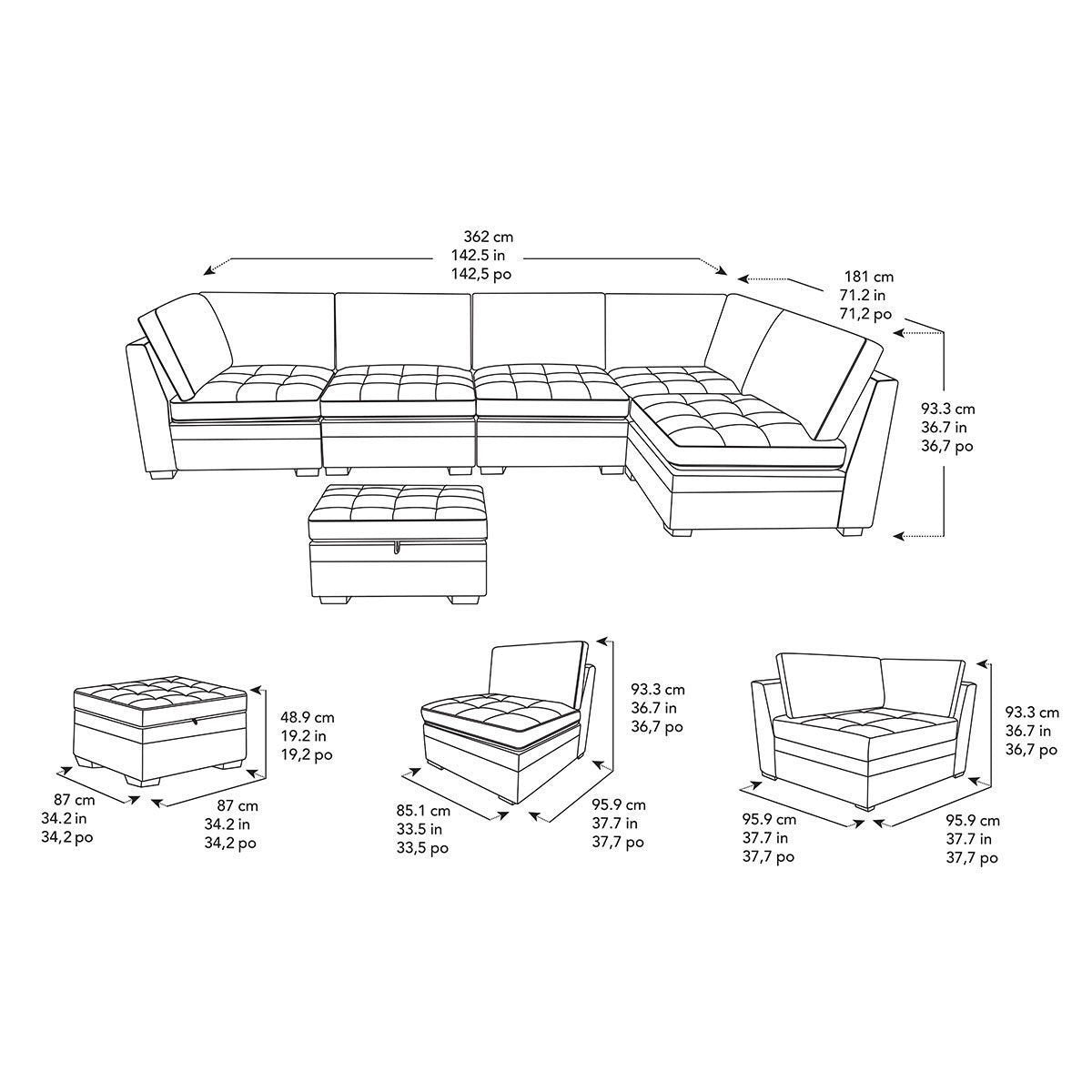 Thomasville Tisdale Dark Grey 6 Piece Modular Fabric Sofa - Signature Retail Stores