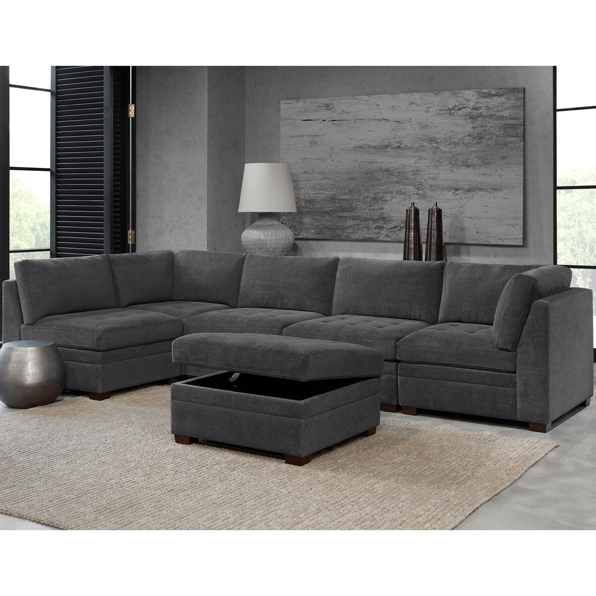 Thomasville Tisdale Dark Grey 6 Piece Modular Fabric Sofa - Signature Retail Stores