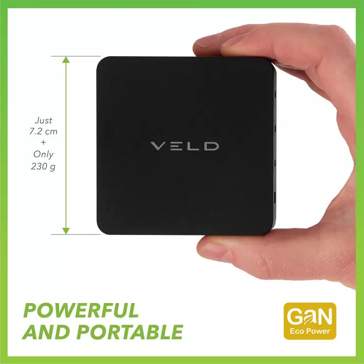 VELD Super-Fast 120W 4 Port GaN Desktop Charger with 2m Type-C 100W E-cable