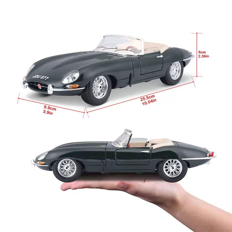 Maisto 1:18 Scale Highly Detailed Die Cast Vehicles: Jaguar E-type Cabriolet & 1968 Ford Mustang GT Cobra Jet - 2 Pack (3+ Years)