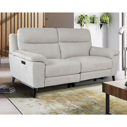 Grace Silver Fabric Power Reclining Large 2 Seater Sofa