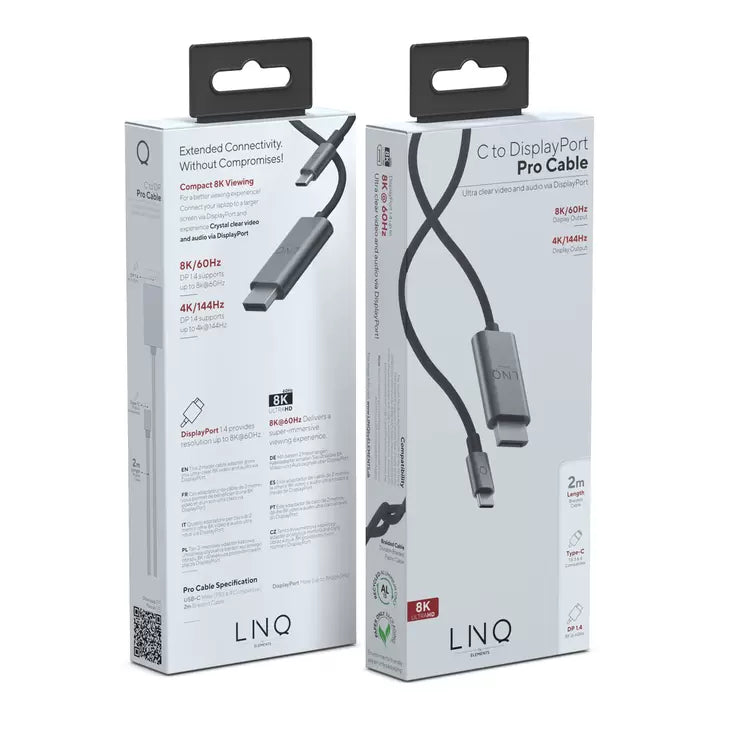 LINQ 8K/60Hz USB-C to DisplayPort Pro Cable 2m