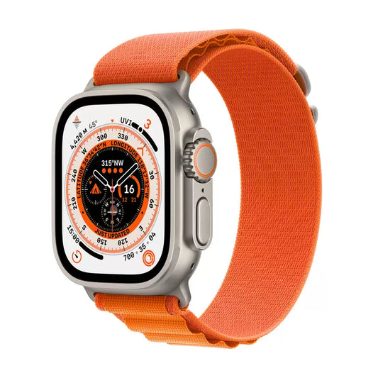 Apple Watch Ultra GPS + Cellular, 49mm Titanium Case with Orange Alpine Loop - Small, MNHH3B/A