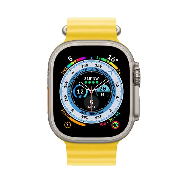 Apple Watch Ultra GPS + Cellular, 49mm Titanium Case with Yellow Ocean Band, MNHG3B/A