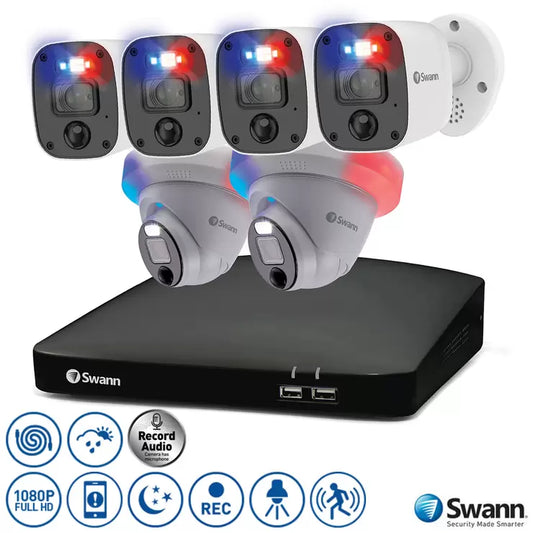 Swann 8 Channel 2TB DVR Recorder with 4 x 4k Full HD Enforcer™ Bullet Camera & 2 x 4k Full HD Enforcer™ Dome Cameras, SWDVK-856804MQB2D-EU