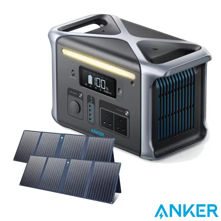 Anker 757 PowerHouse 1229Wh Portable Power Station with 2 x 100W Solar Panels