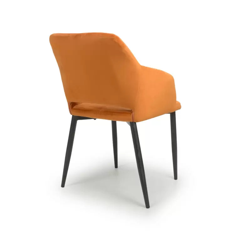 Nero Burnt Orange Velvet Quilted Dining Chair, 2 Pack