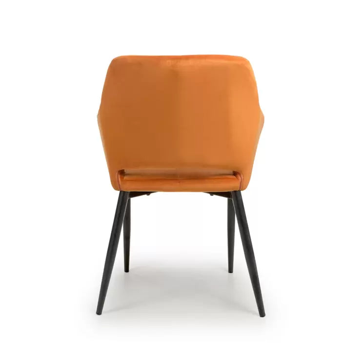 Nero Burnt Orange Velvet Quilted Dining Chair, 2 Pack