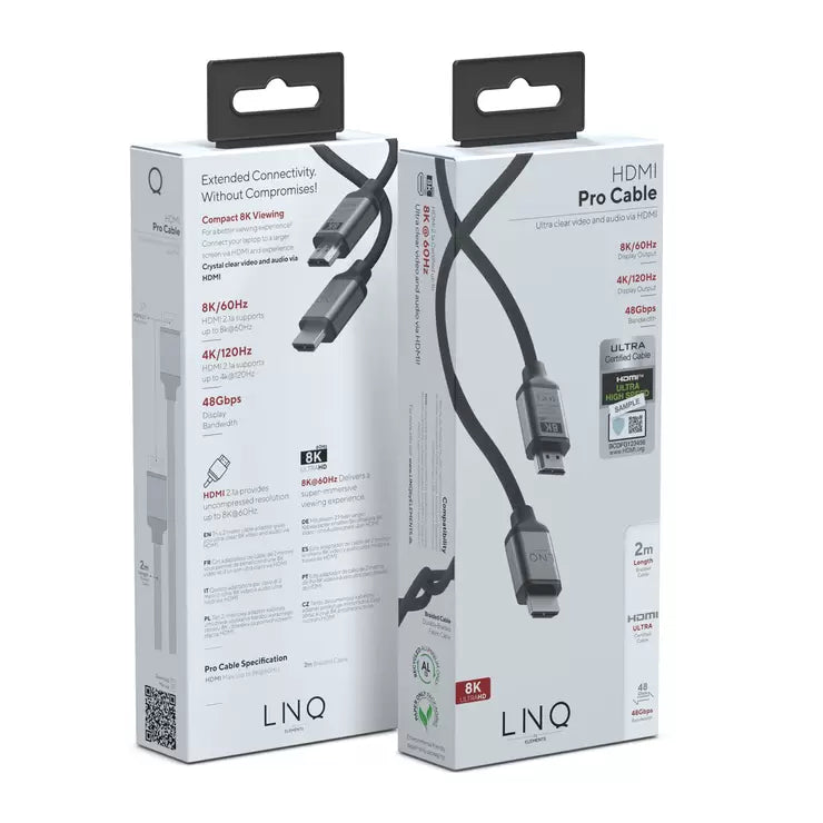 LINQ 8K/60Hz PRO Cable HDMI to HDMI, Ultra Certified 2m - Twin