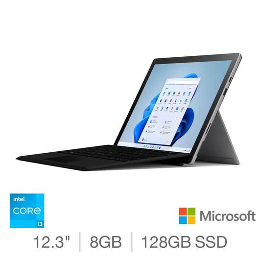 Microsoft Surface Pro 7+, Intel Core i3, 8GB RAM, 128GB SSD, 12.3 Inch Tablet PC, with Pro Keyboard