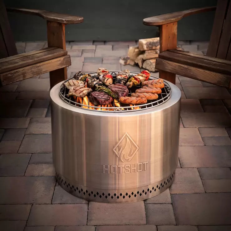 HotShot 22" Wood Burning Fire Pit & Grill with Cover and Accessories