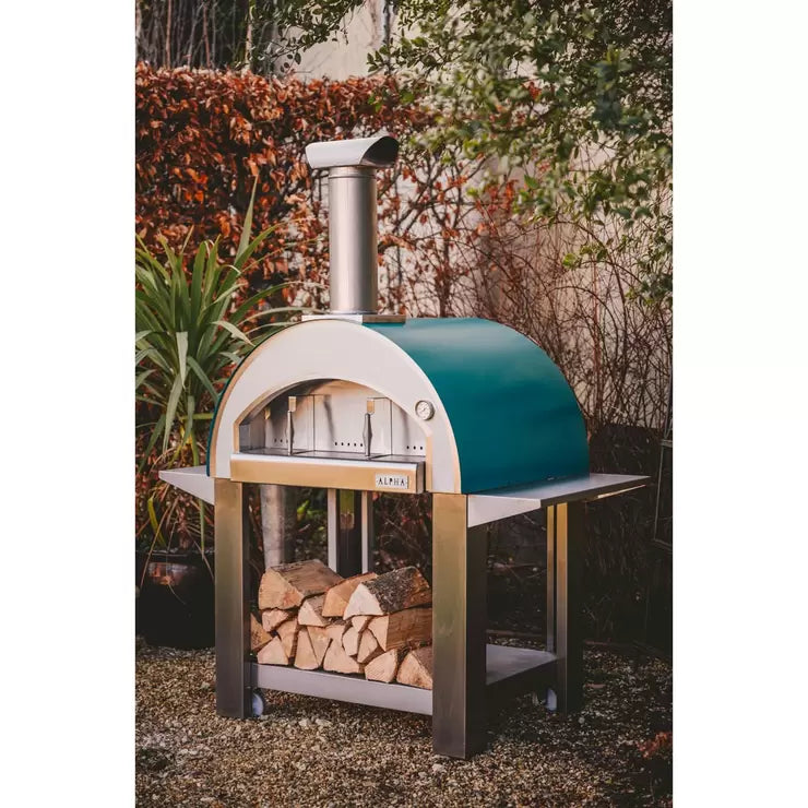 Alpha Pro Grande Wood-Fired Pizza Oven Bundle in Teal Blue + Cover