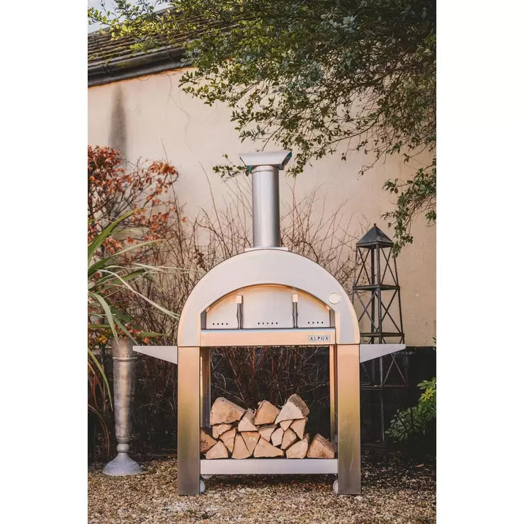 Alpha Pro Grande Wood-Fired Pizza Oven Bundle in Stainless Steel + Cover