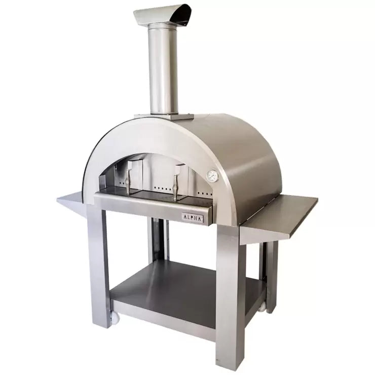 Alpha Pro Grande Wood-Fired Pizza Oven Bundle in Stainless Steel + Cover