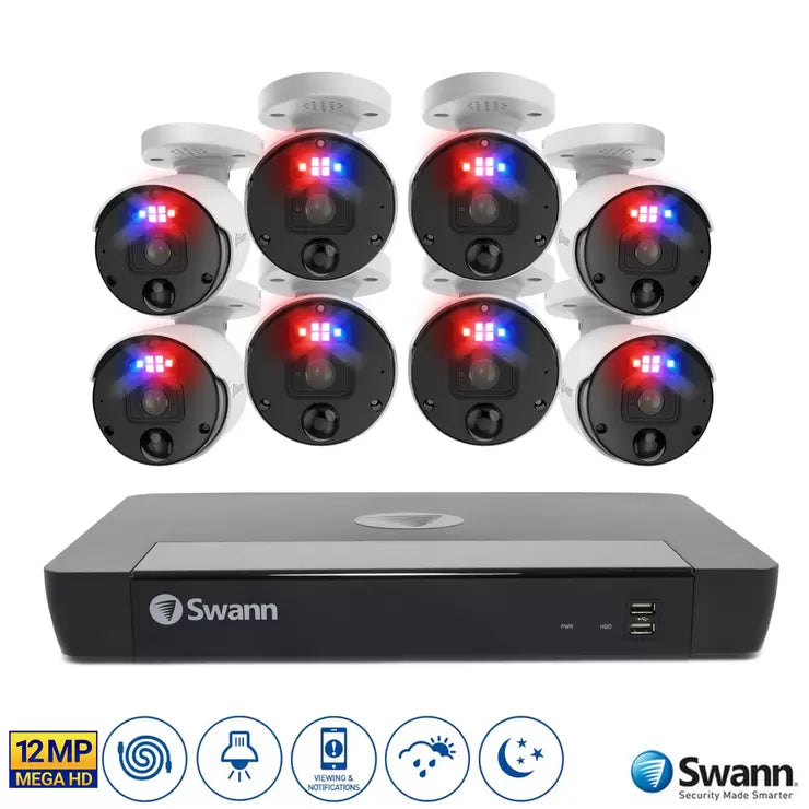 Swann 16 Channel 2TB NVR Recorder with 8 x 12MP Pro Enforcer™ Bullet Cameras, SWNVK-1690008-EU