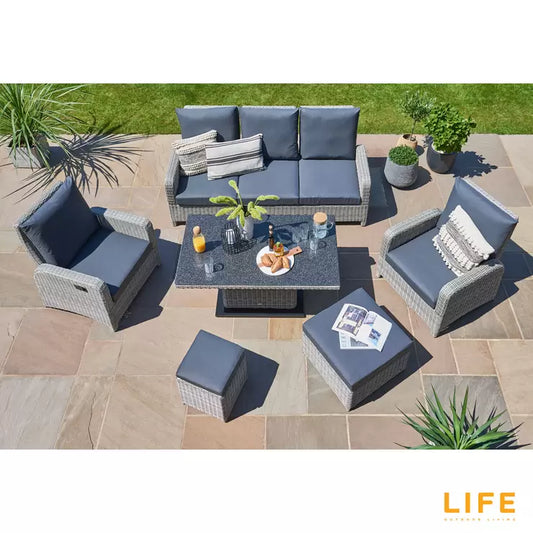 LIFE Outdoor Living Hawaii 6 Piece Patio Set with Adjustable Height Coffee Table  and Reclining Chairs