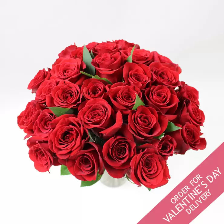Valentine's 30 Stem Freedom Red Roses Flower Bouquet
