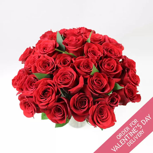 Valentine's 30 Stem Freedom Red Roses Flower Bouquet