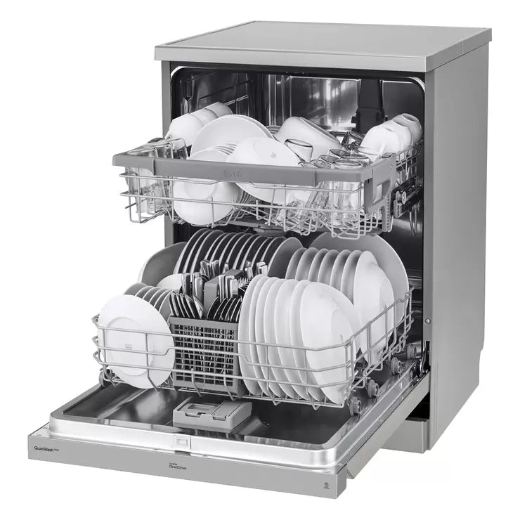 LG DF222FPS, 14 Places Setting, TrueSteam™, QuadWash™ Dishwasher, E Rated in Stainless Steel