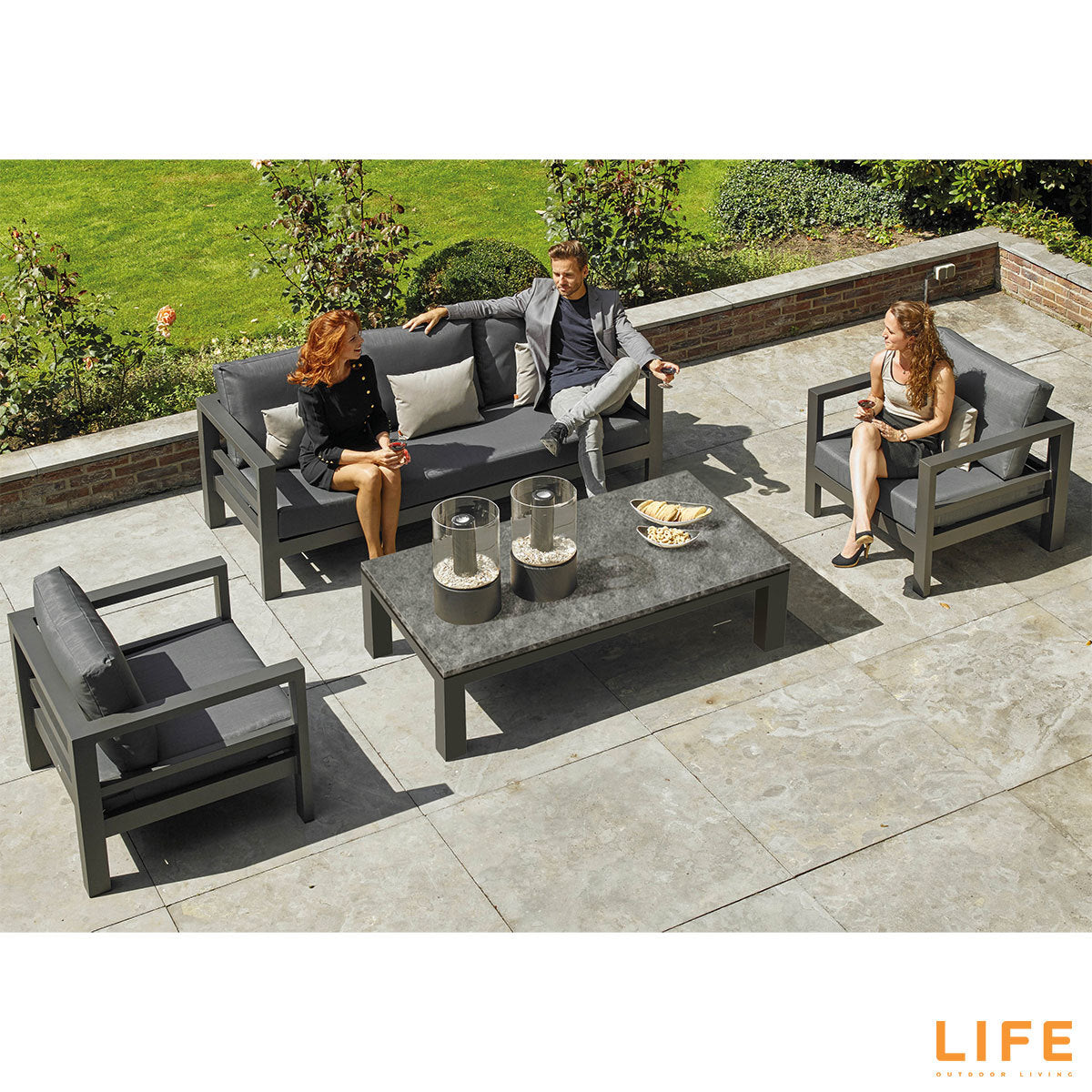 LIFE Outdoor Living Lava 4 Piece Patio Set with Concept Coffee Table