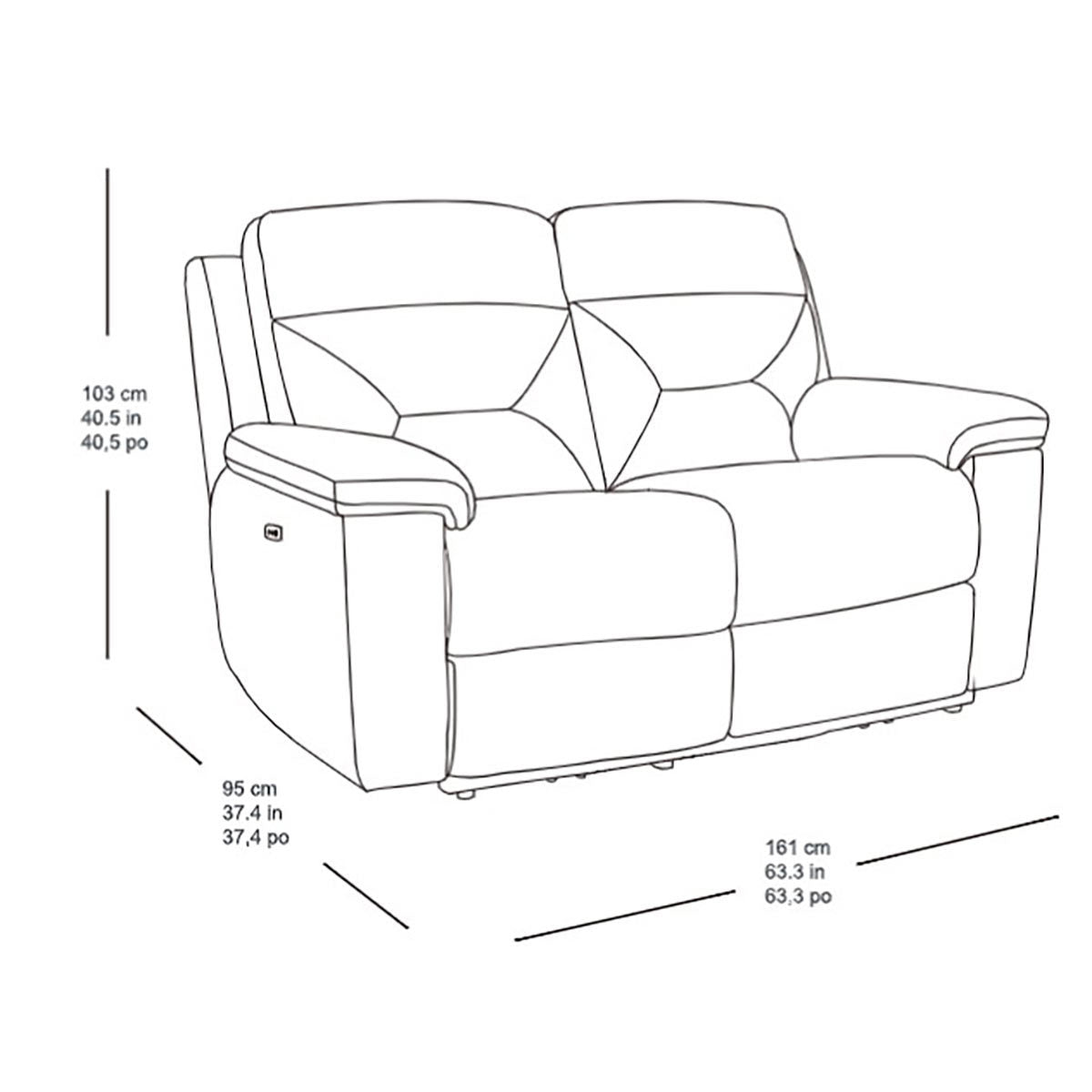 Kuka Justin Grey Fabric Power Reclining 2 Seater Sofa