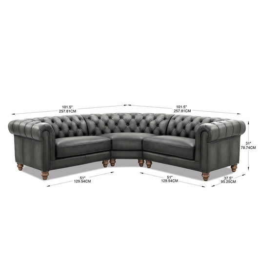 Allington Grey Leather Chesterfield Corner Sofa