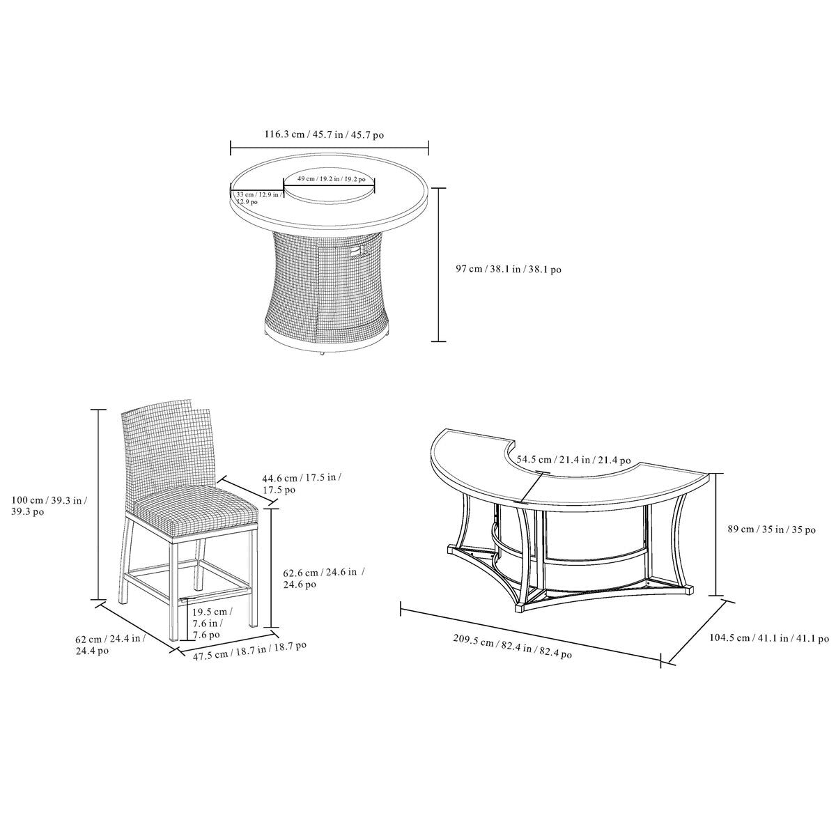 Agio Brentwood 11 Seat High Dining Fire Chat Set