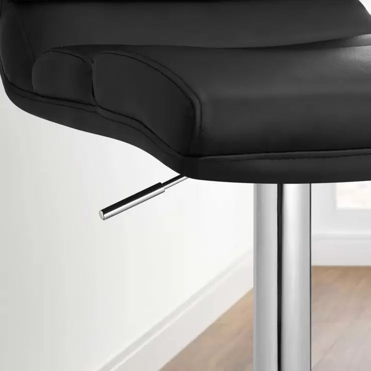 Bayside Furnishings Black Bonded Leather Gas Lift Bar Stool