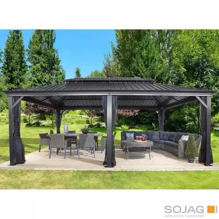 Sojag Messina 12ft x 20ft (3.53 x 5.88m) Aluminium Frame Sun Shelter with Galvanised Steel Roof + Insect Netting