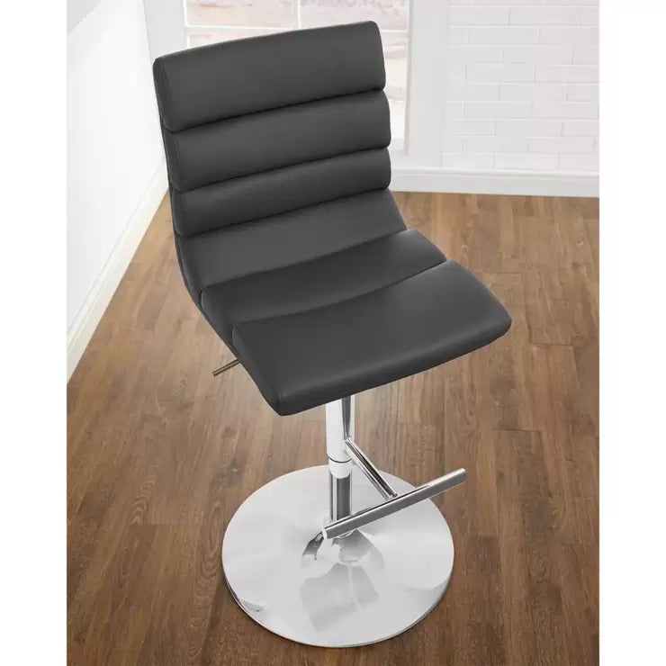 Bayside Furnishings Grey Bonded Leather Gas Lift Bar Stool