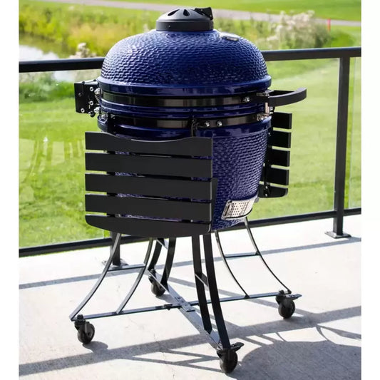Louisiana Grills 24" (60 cm) Ceramic Kamado Charcoal Barbecue in Blue + Cover