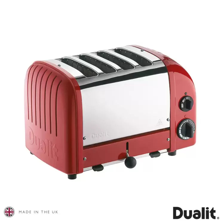 Dualit 4 Slot Classic Toaster With Sandwich Cage, Red 40591
