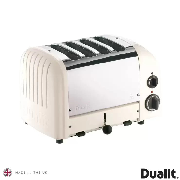 Dualit 4 Slot Classic Toaster With Sandwich Cage, Canvas White 40592