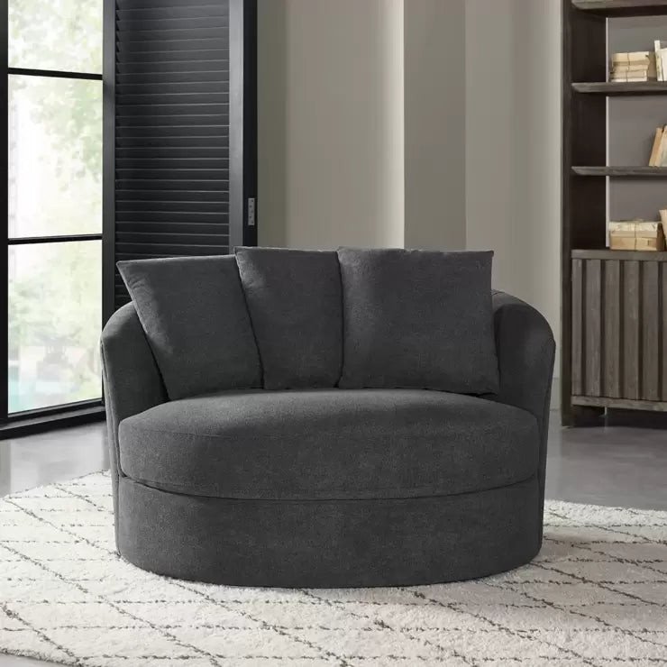 Thomasville Dark Grey Fabric Swivel Chair