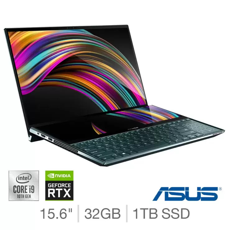 ASUS ZenBook Pro Duo, Intel Core i9, 32GB RAM, 1TB SSD, NVIDIA GeForce RTX 2060, 15.6 Inch OLED Laptop, UX581LV-H2024T