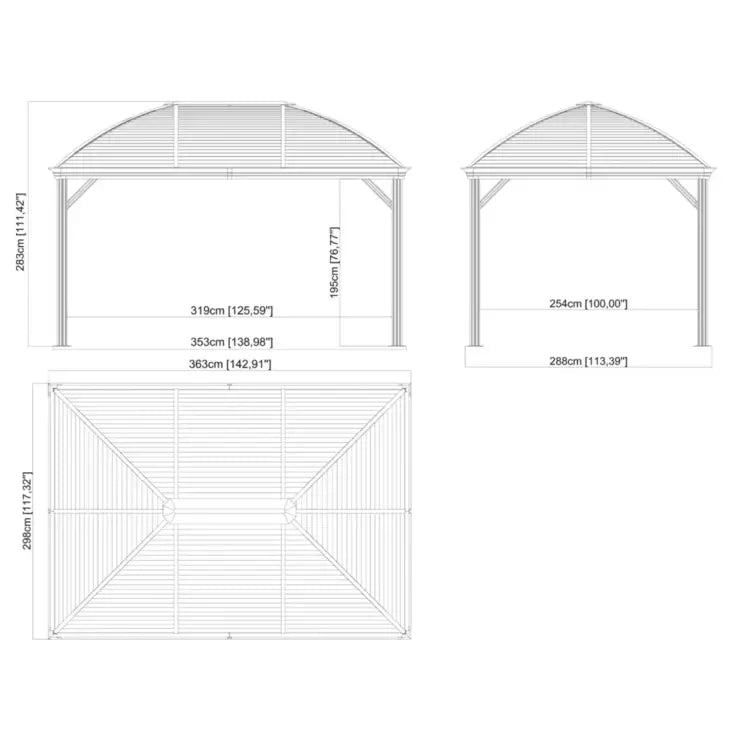 Sojag Moreno 10ft x 12ft (2.88 x 3.53m) Aluminium Frame Sun Shelter with Galvanised Steel Roof + Insect Netting